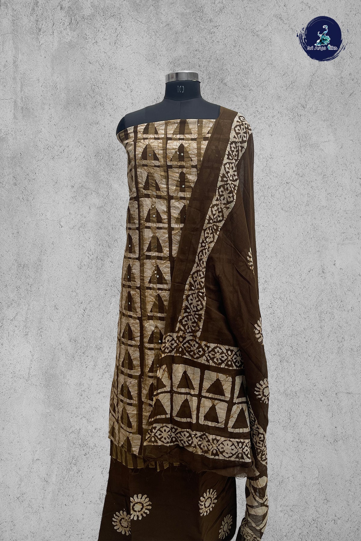 Olive Green Cotton Unstitched Salwar Suit