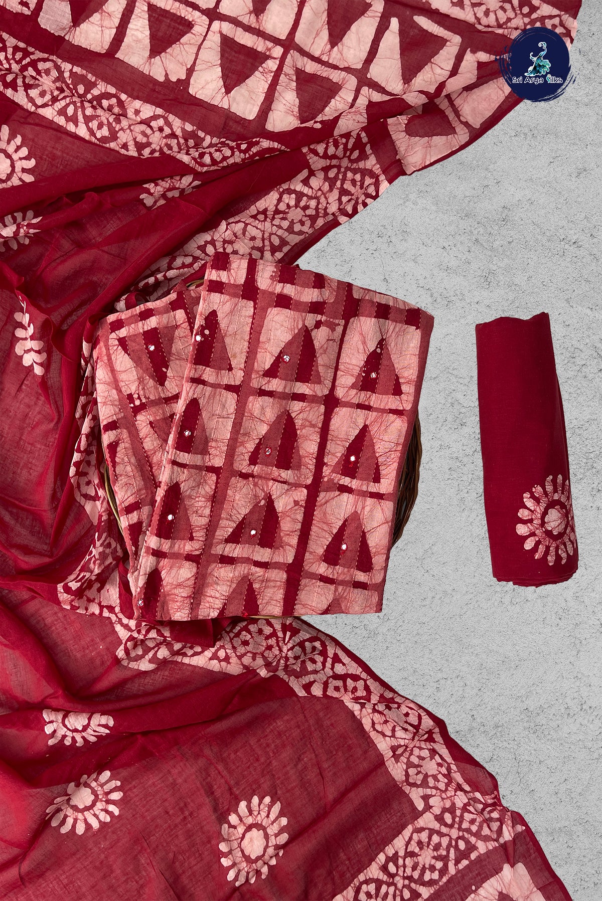 Pink Cotton Unstitched Salwar Suit