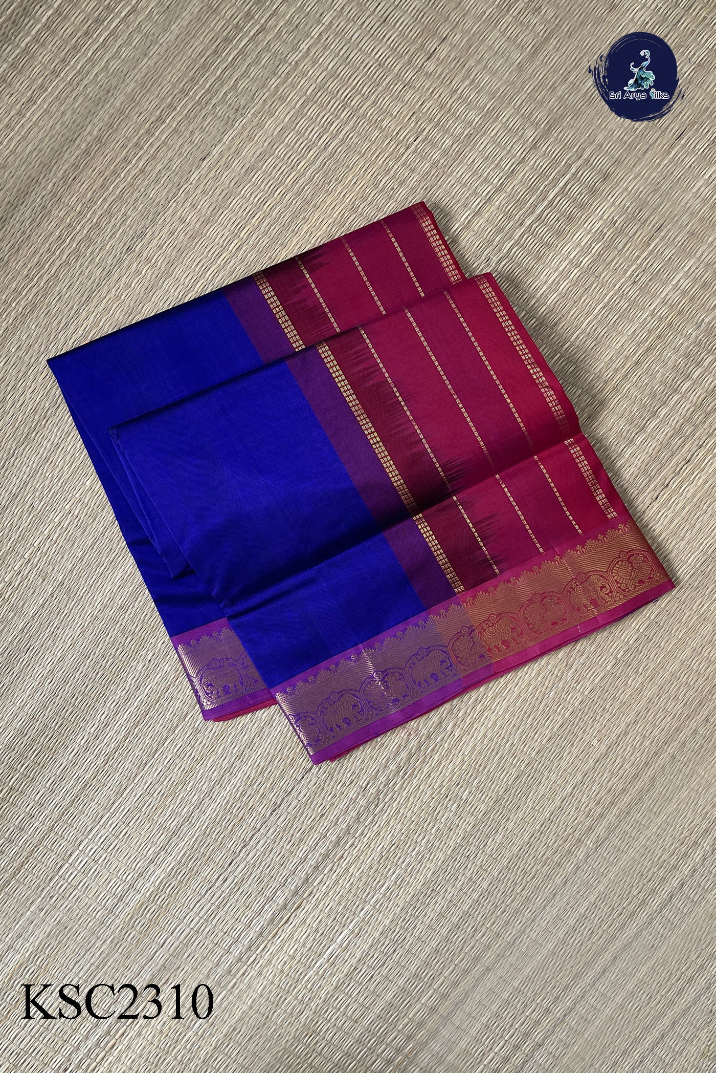 Violet Simple Silk Cotton Saree With Plain Pattern