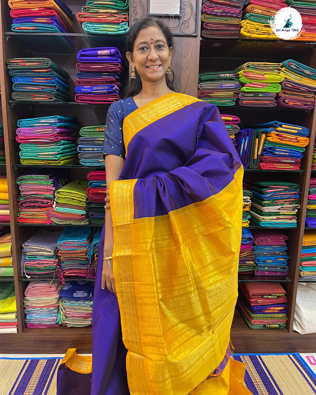 Violet & Yellow Handloom Silk Cotton Saree