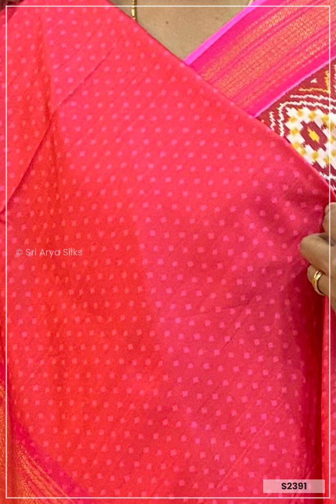 Sadanas Off-white & Reddish Pink Sambalpur Silk Sarees.