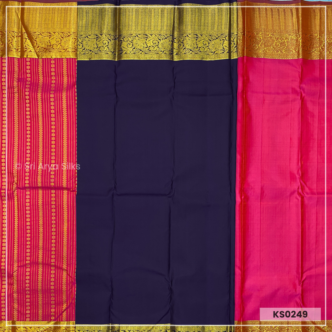Pink Kanchivaram Traditional Silk Saree.