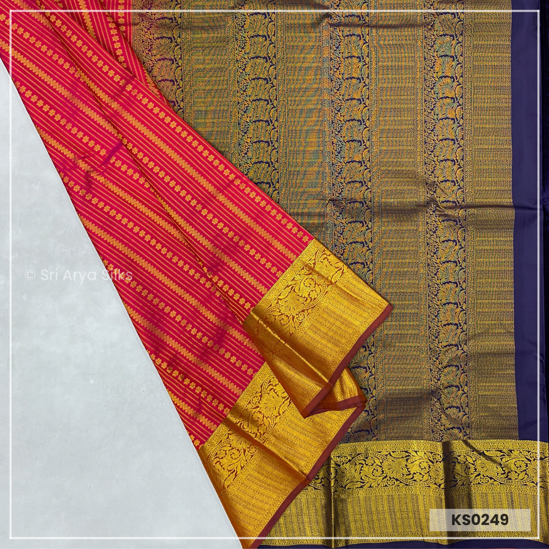 Pink Kanchivaram Traditional Silk Saree.