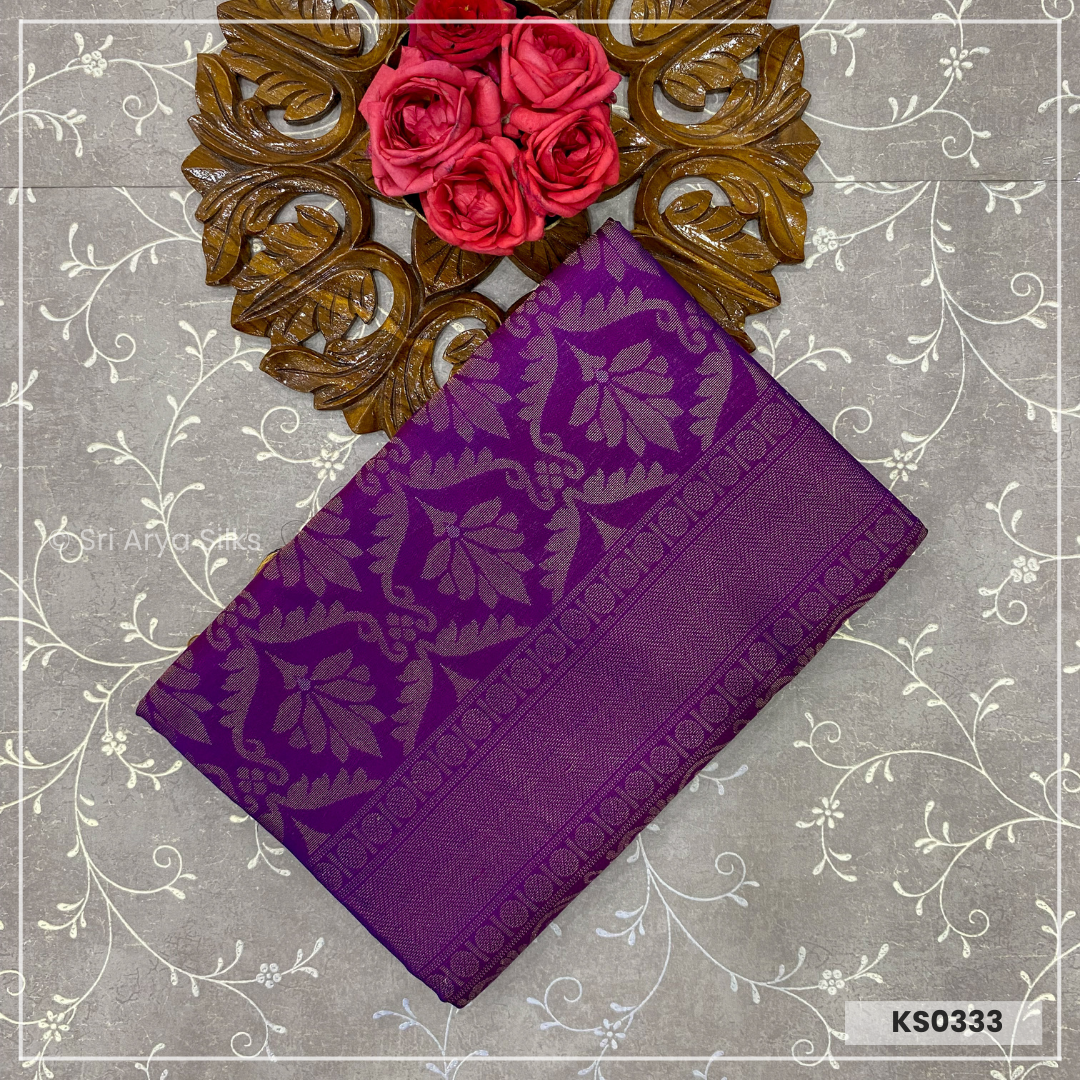 Pink & Dual Tone Violet Soft Silk Pure Kanchivaram Silk Saree