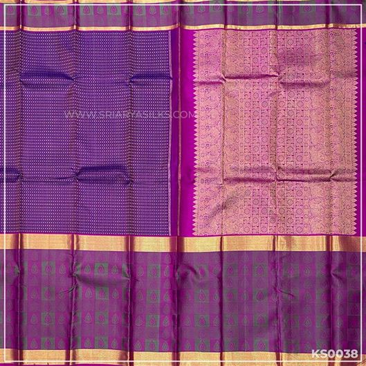 Purple Brocade Pure Kanchivaram Silk Saree from Sri Arya Silks, Chennai