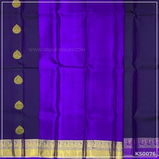 Navy Blue Brocade Pure Kanchivaram Silk Saree from Sri Arya Silks, Chennai