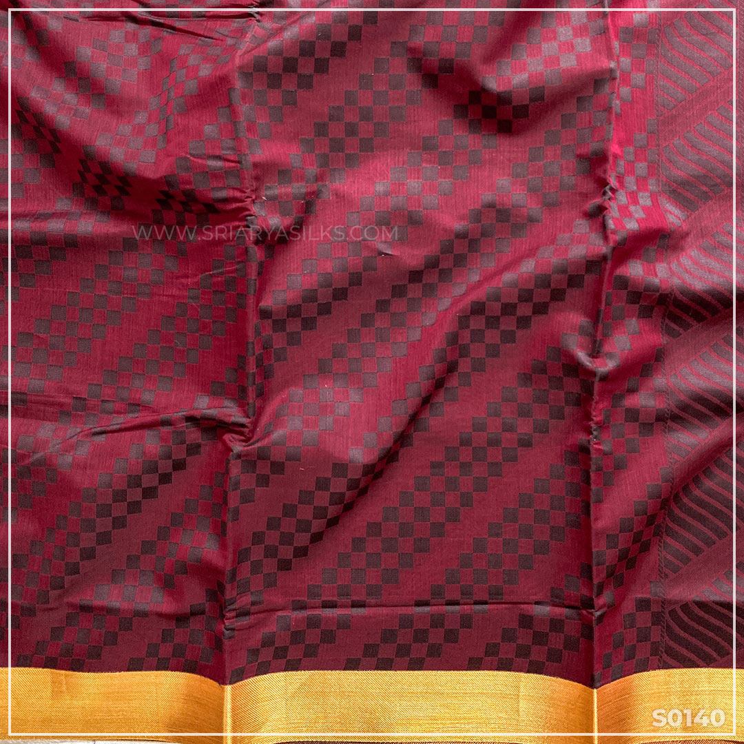 Sadanas Maroon Semi Silk Cotton Saree from Sri Arya Silks, Chennai