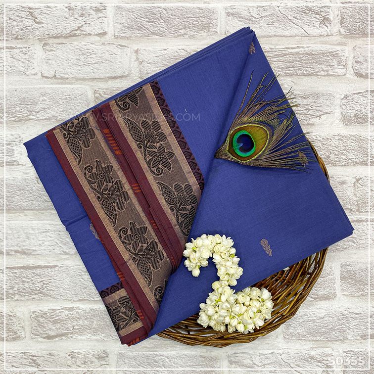 Sadanas Pastel Blue Pure Cotton Saree from Sri Arya Silks, Chennai