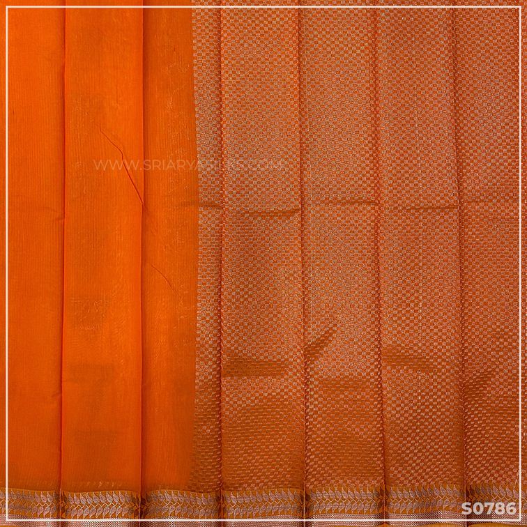 Sadanas Fanta Orange Semi Silk Cotton Saree from Sri Arya Silks, Chennai